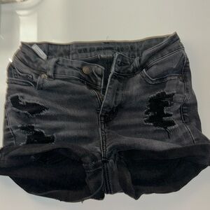 black jean shorts